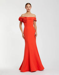 Off The Shoulder Crepe Mermaid Gown