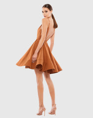 Brown Low Back A-Line Party Dress