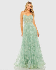 Green Embroidered Sweetheart Corset A-Line Gown