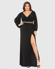 Split Sleeve Surplice Gown (Plus)
