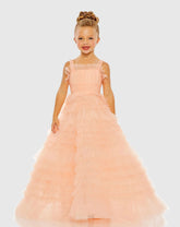 Light Pink Girls Tulle Ruffle Ballgown