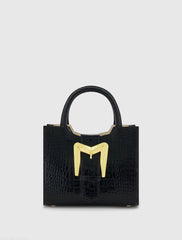 Crocodile Leather Tote Bag With Gold Buckle - FINAL SALE