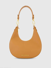 Brown Grain Leather Hobo Bag With Gold Hardware