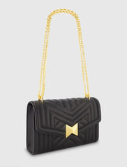 Black Quilted Napa Leather Handbag With Gold Chain - FINAL SALE