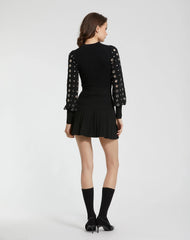 Black Knit Long Sleeve Grommet Mini Dress - FINAL SALE