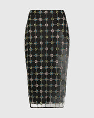 Black Embellished Geometrical Skirt with Rhinestones - FINAL SALE