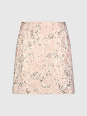 Pink Brocade Mini Skirt