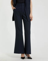 Navy Classic Crepe Flared Trouser Pant - FINAL SALE
