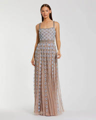 Light Blue Sleeveless Embellished A-line Gown