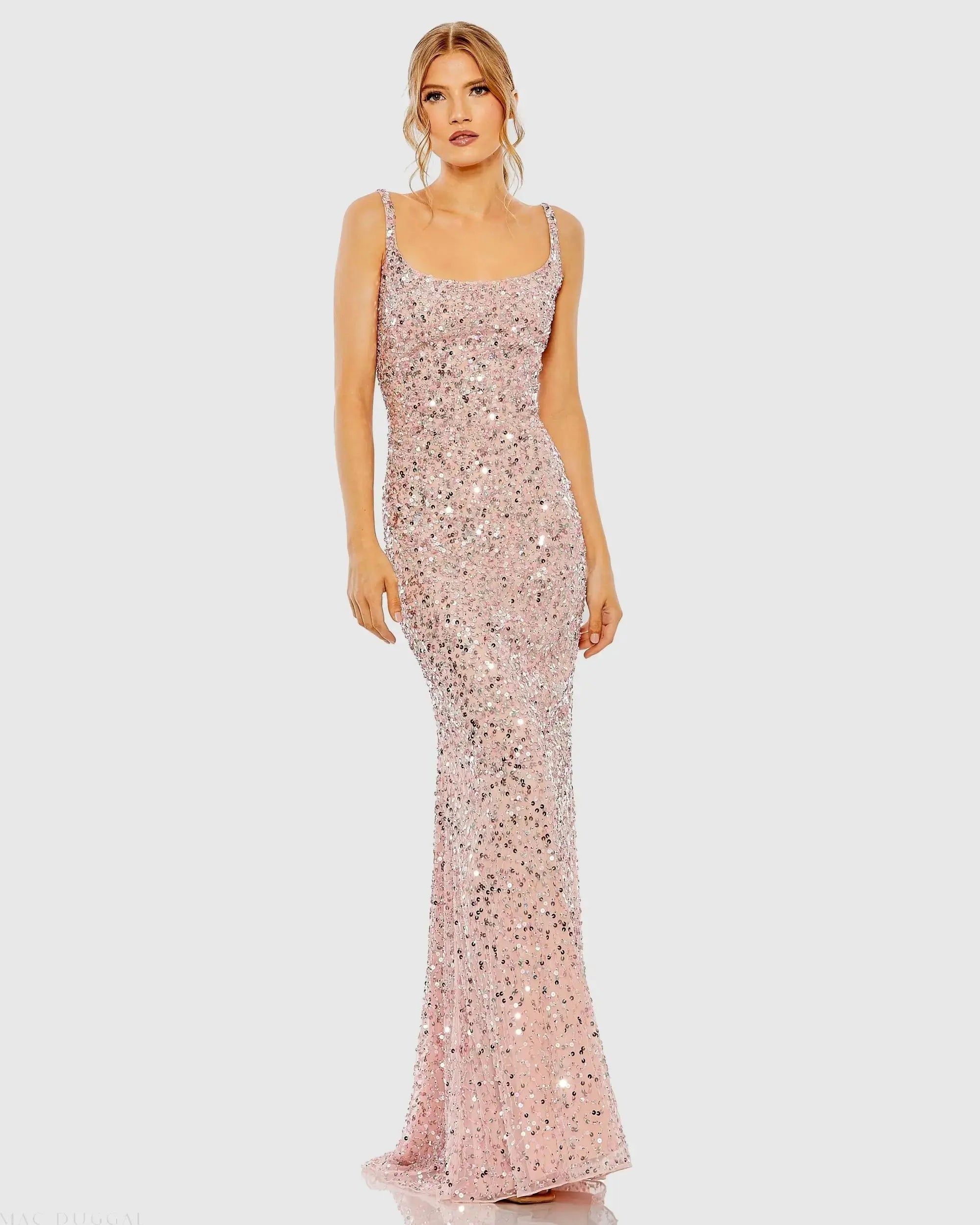Sequined Low Back Slip Gown