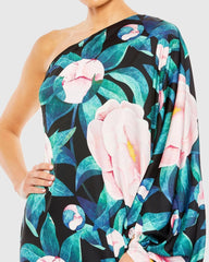 Multicolor Floral One Shoulder Dress