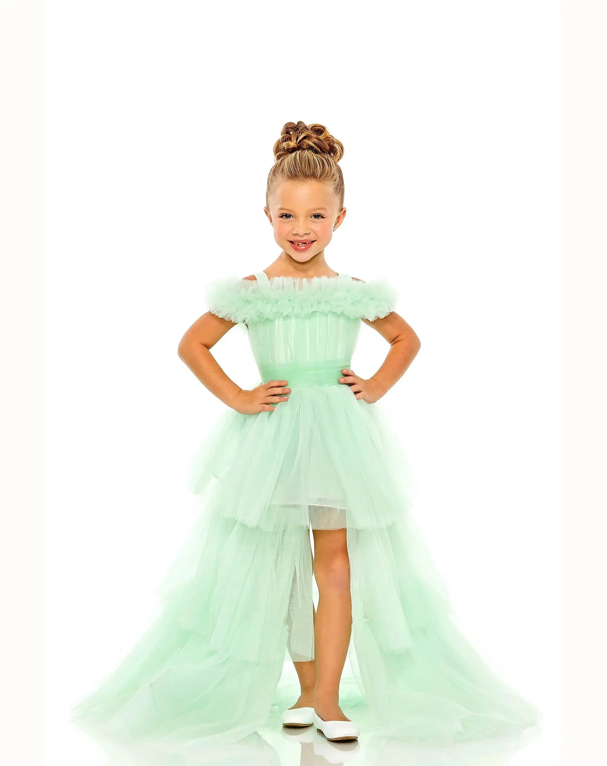 Girls Off the Shoulder High Low Tulle Dress