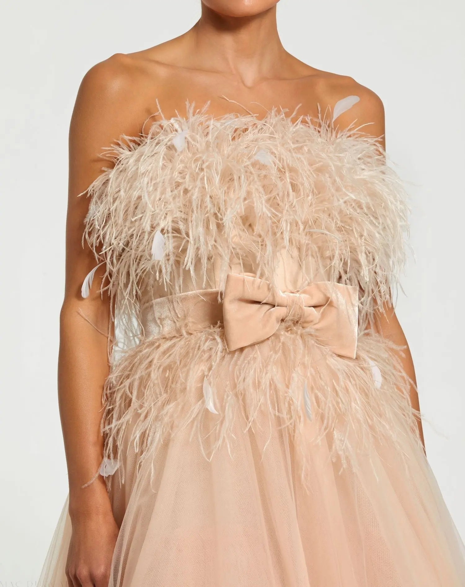 Pink Strapless Feather Bustier Ballgown