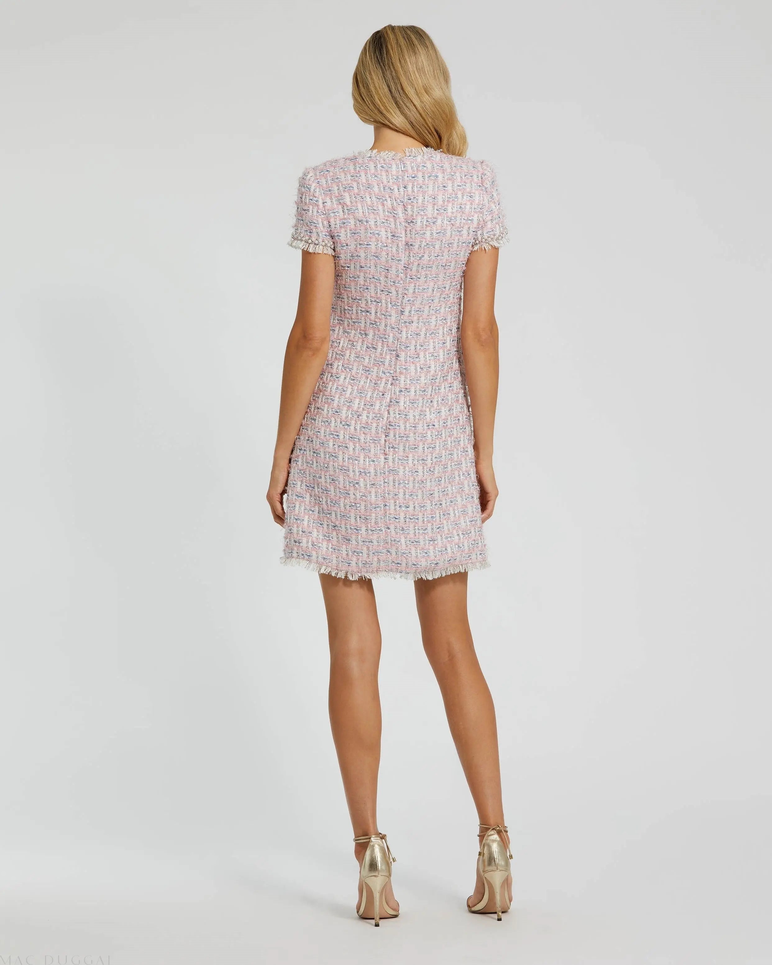 Pink Cap Sleeve Floral Button Detail Shift Dress