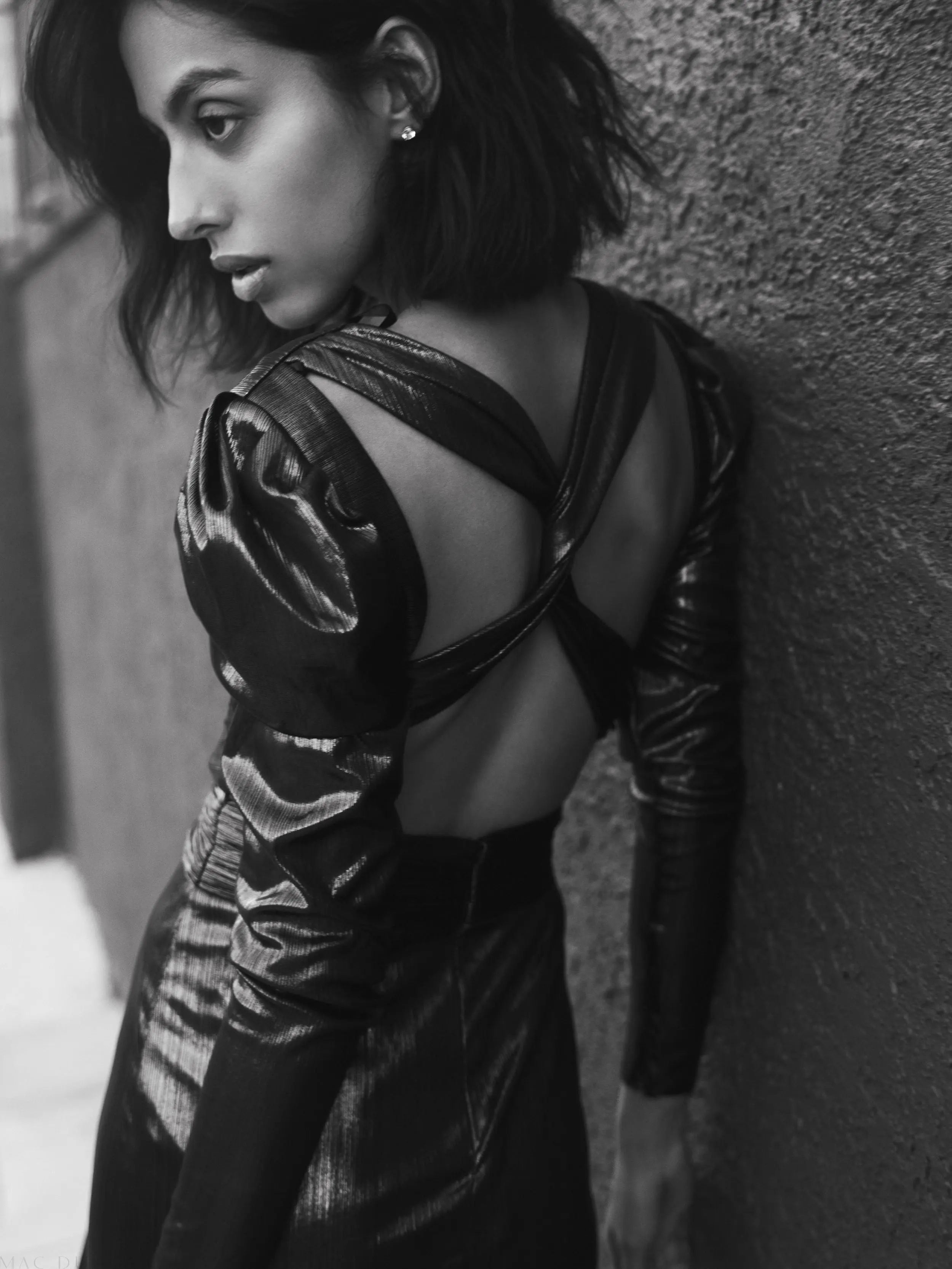 Purple Princess Sleeve Cut Out Metallic Gown