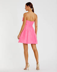 Pink Strapless Oversized Bow Fit & Flare Mini Dress