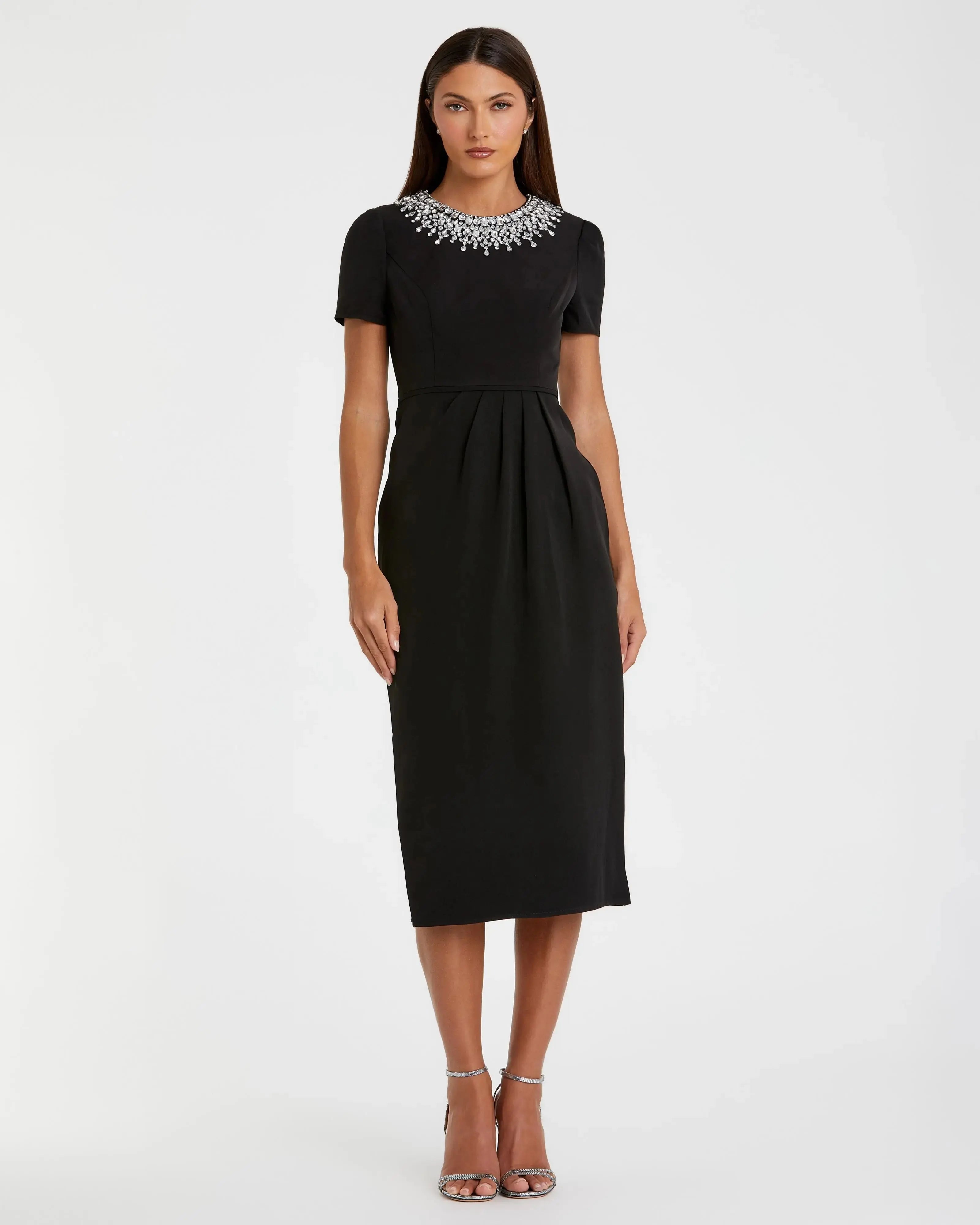 Rhinestone Neckline Dress