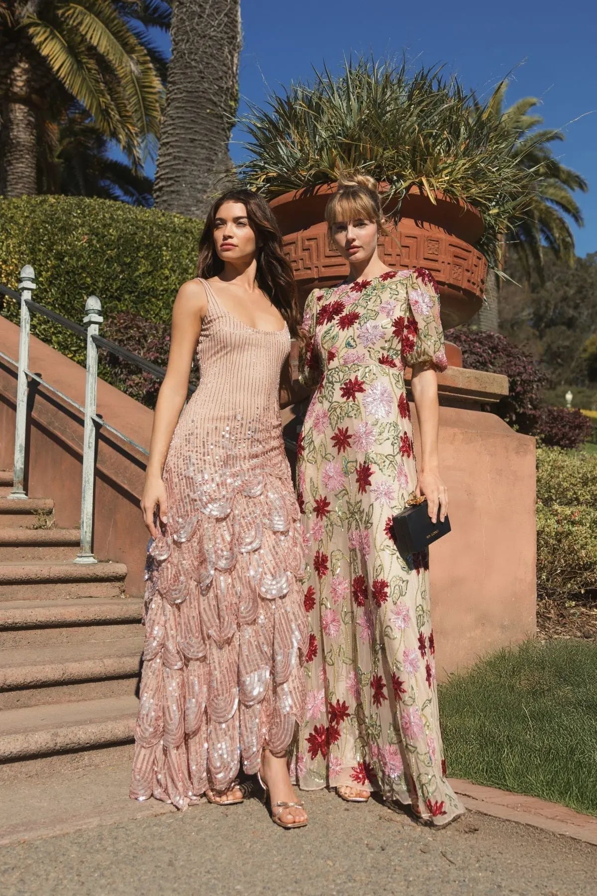 Pink Asymmetrical Scallop Hem Embellished Dress