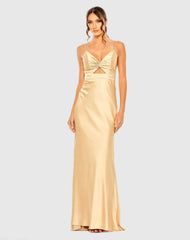 Gold Tie Front with Keyhole Detail Gown