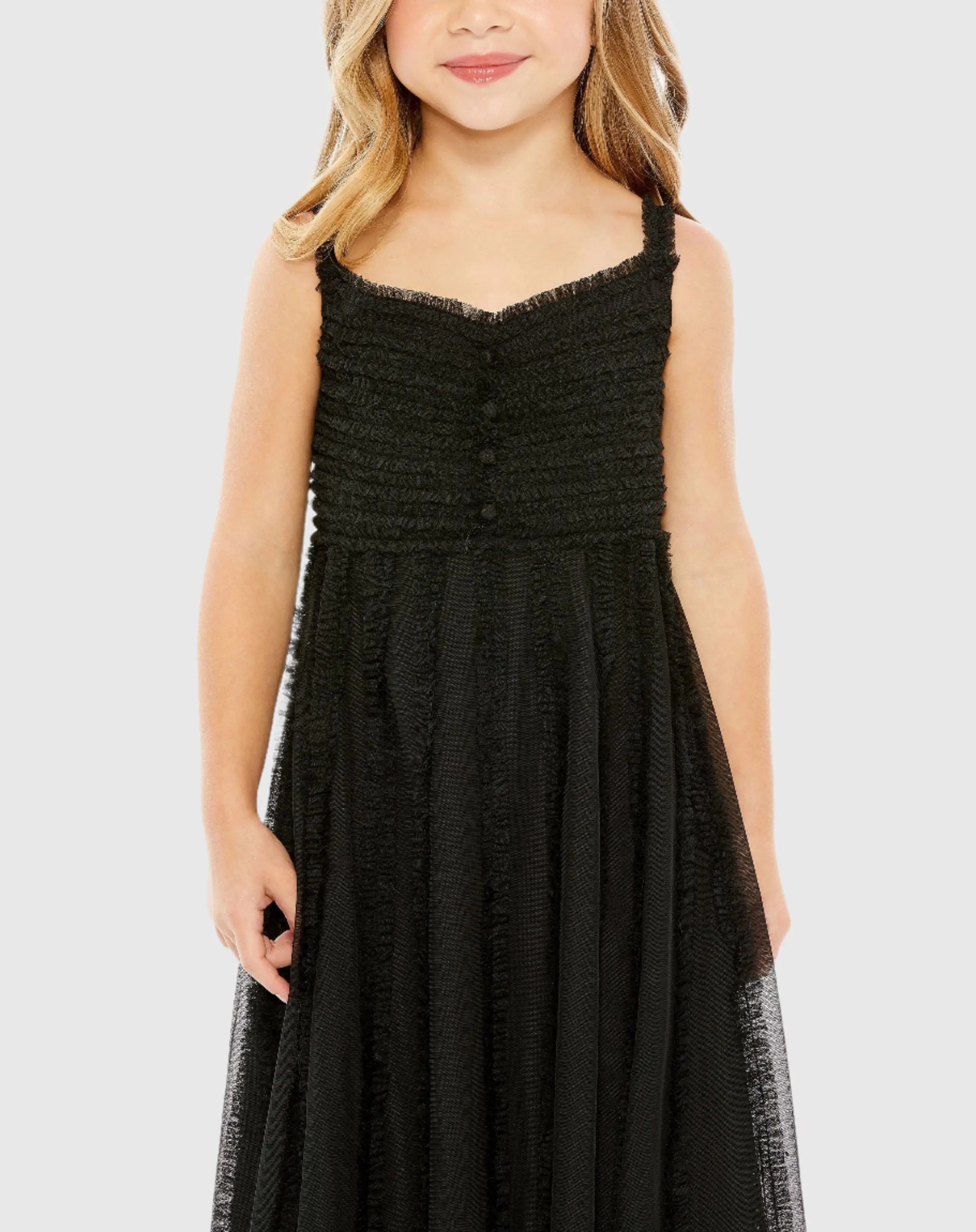 Black Girls Sleeveless Ruffle Tiered Dress