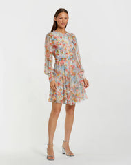 Multicolor Floral A-Line Ruffle Mini Dress