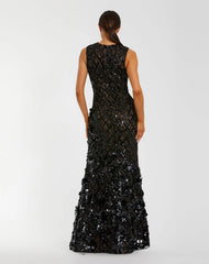 Black Embellished Sleeveless Mermaid Gown