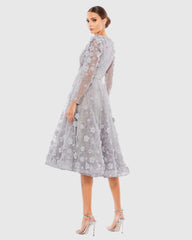 Gray Floral Embellished Lace A-Line Cocktail Dress - FINAL SALE
