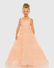 Light Pink Girls Tulle Ruffle Ballgown