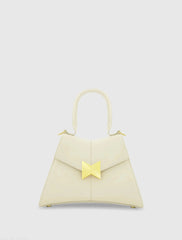 Angular Small Leather Handbag With Gold Hardware