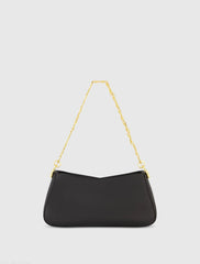 Black Small Gold Strap Nappa Leather Shoulder Bag