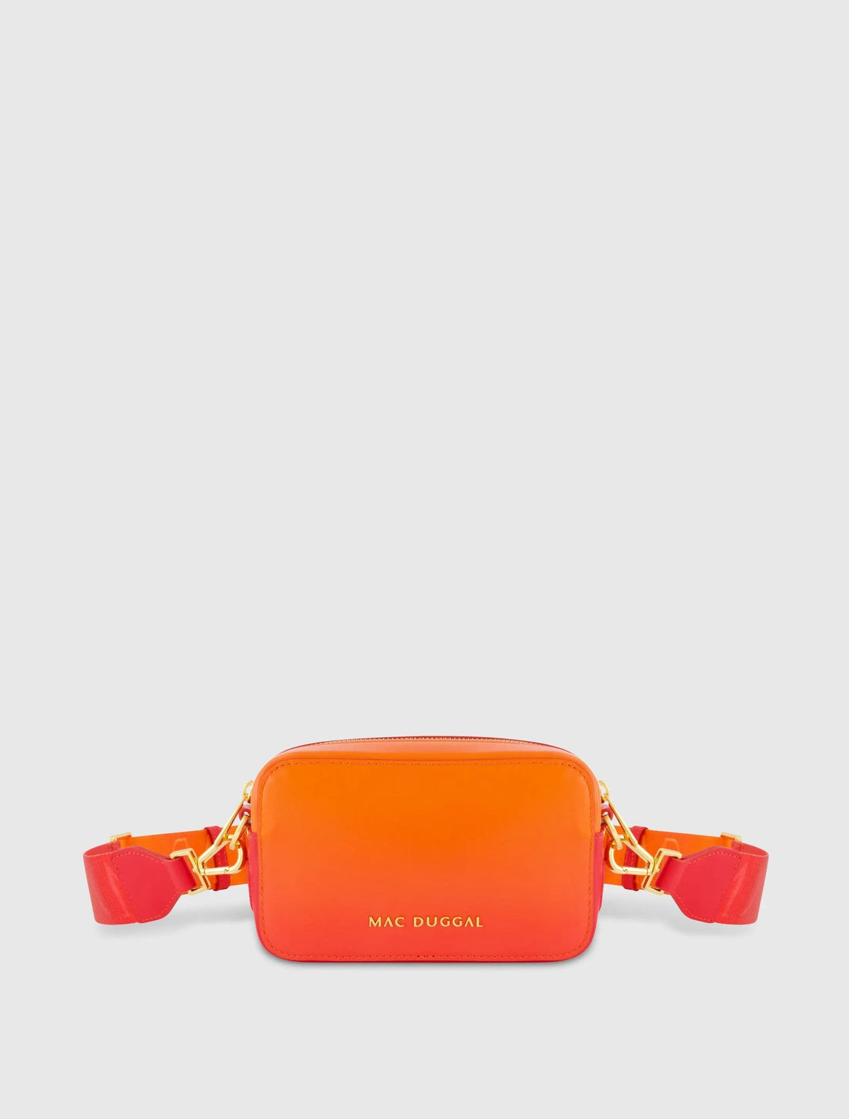 Orange Ombre Small Leather Crossbody Camera Bag with Adjustable Strap