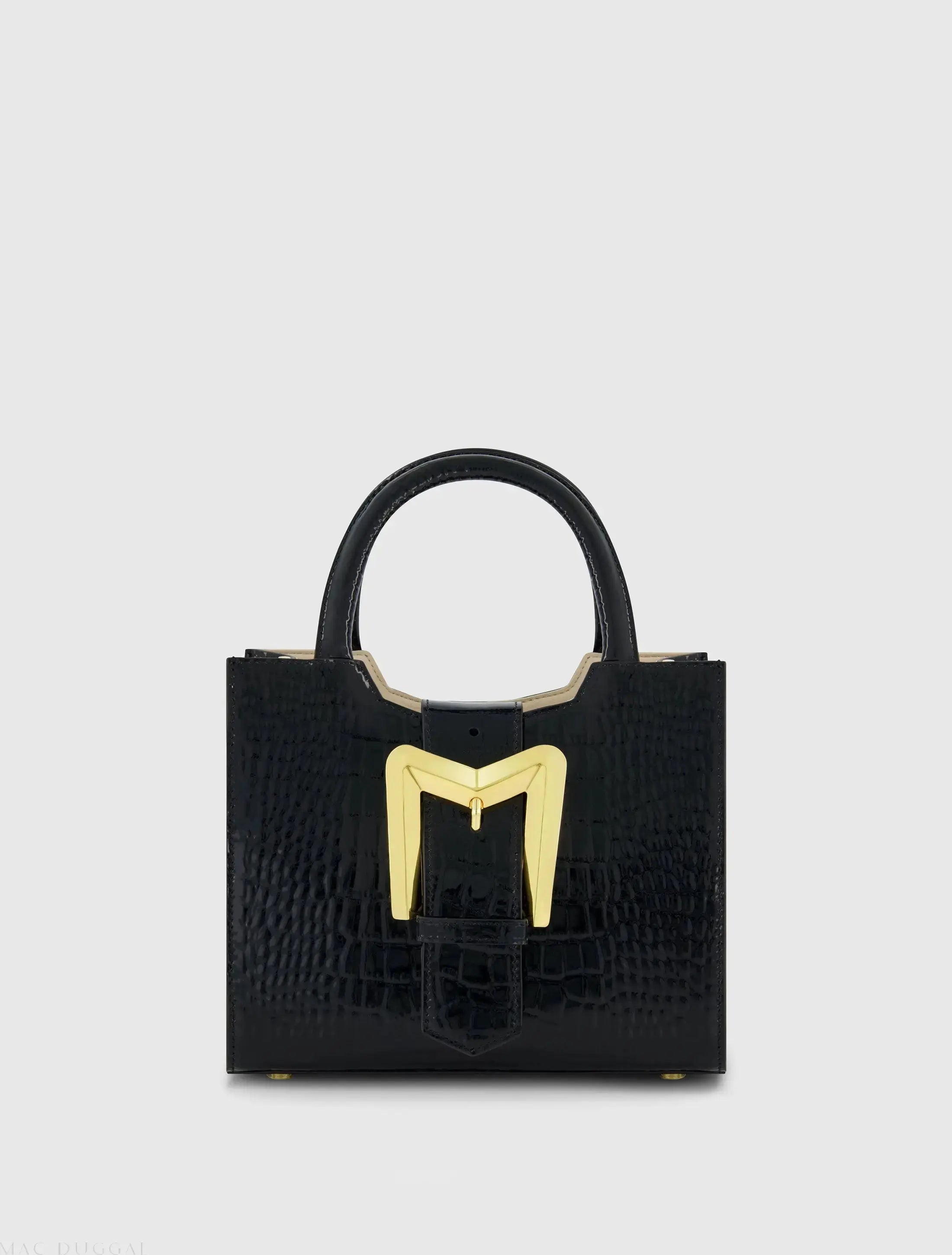 Crocodile Leather Tote Bag With Gold Buckle - FINAL SALE