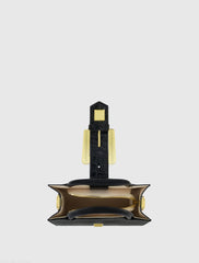 Black Crocodile Leather Tote Bag With Gold Buckle