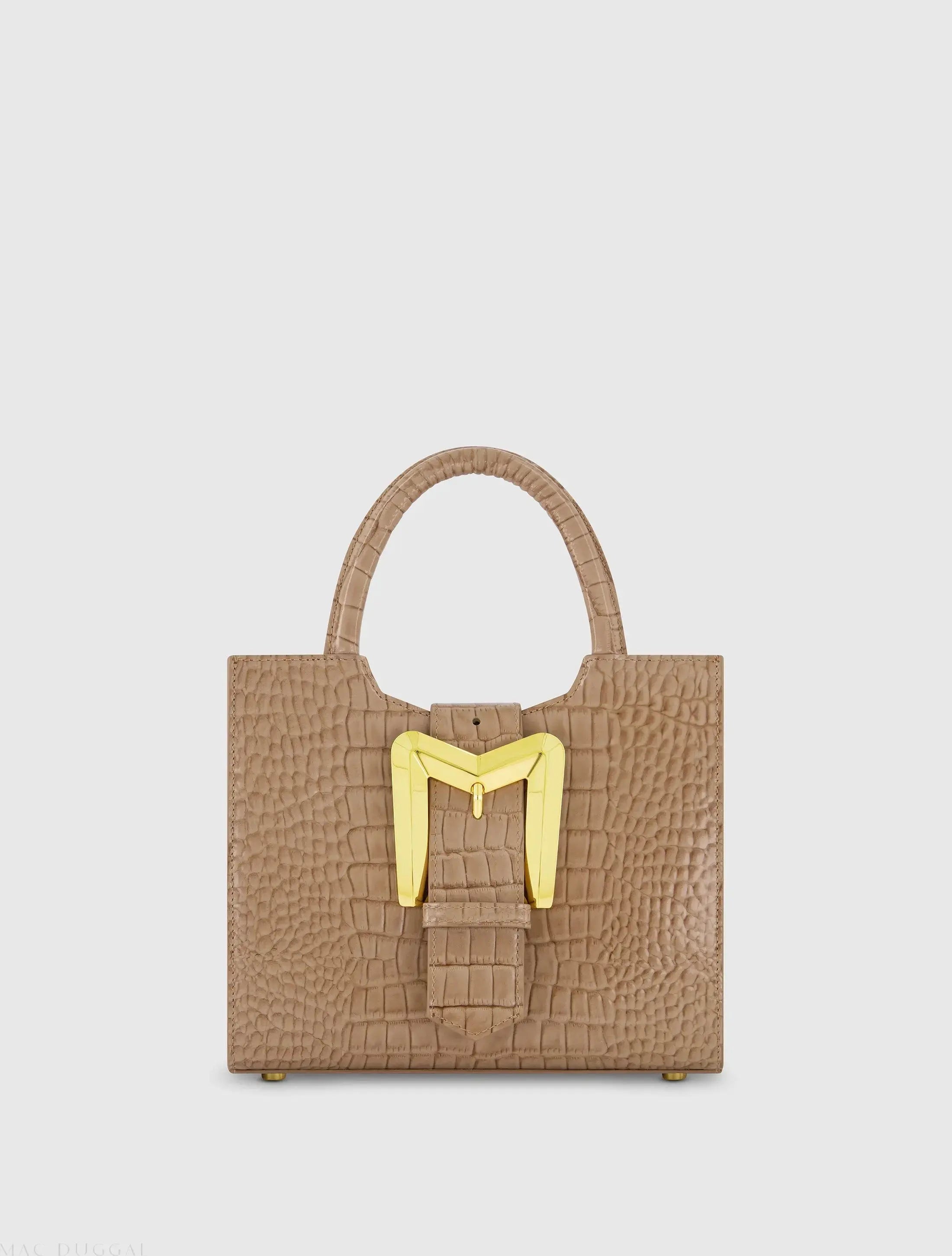 Crocodile Leather Tote Bag With Gold Buckle - FINAL SALE