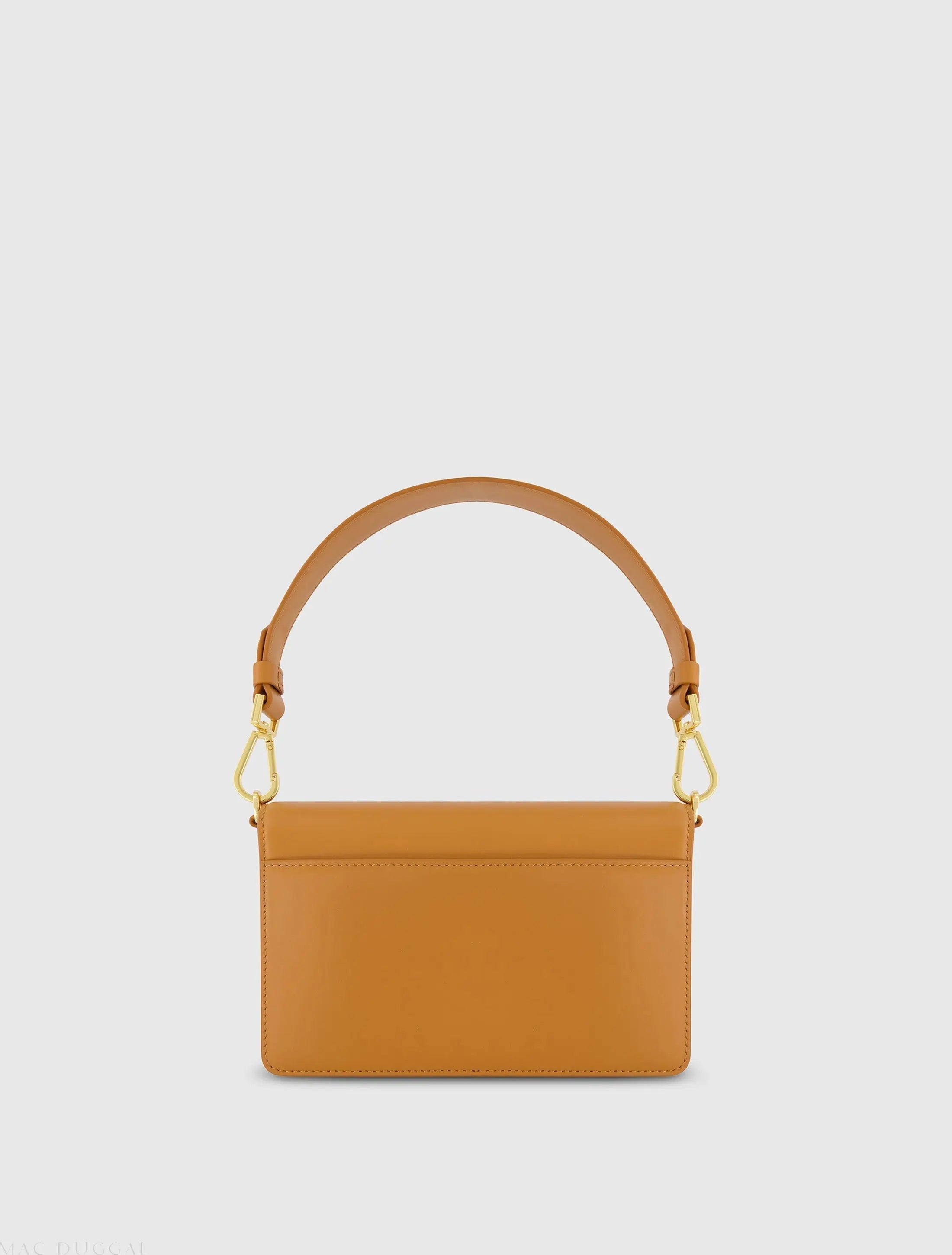 Brown Mini Leather Shoulder Handbag With Gold Hardware - FINAL SALE