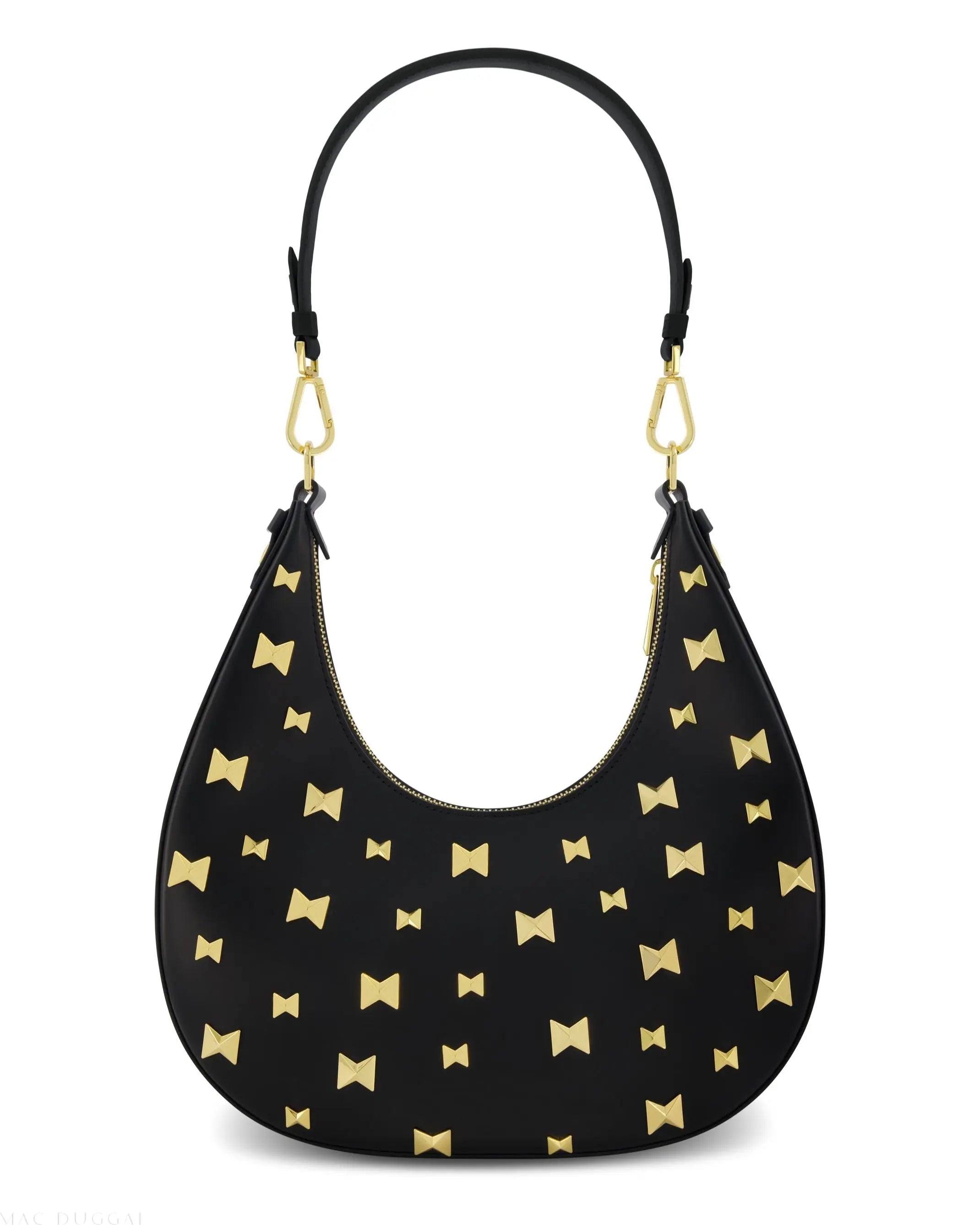 Black Leather Hobo Bag With Gold Hardware - FINAL SALE