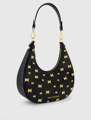 Black Leather Hobo Bag With Gold Hardware - FINAL SALE