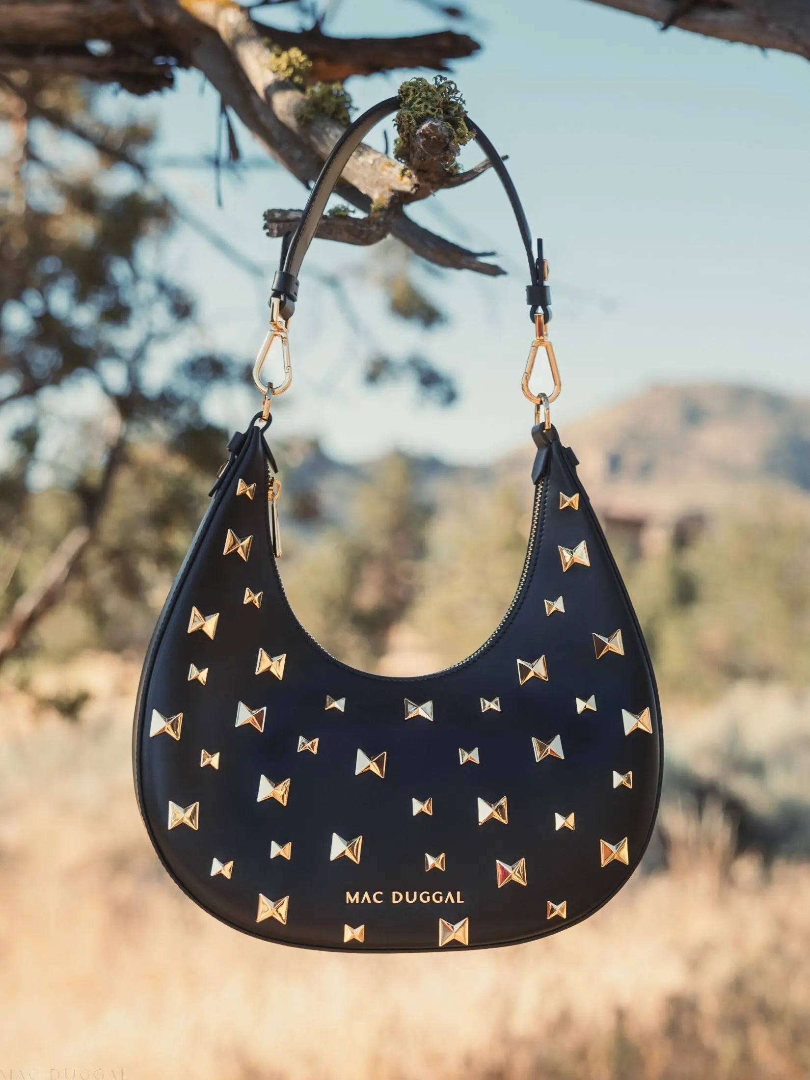Black Leather Hobo Bag With Gold Hardware - FINAL SALE