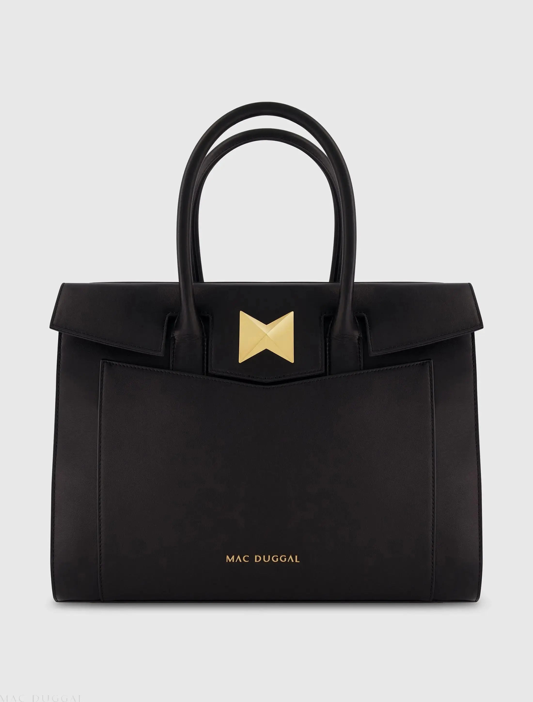 Large Leather Briefcase Bag With Gold Hardware