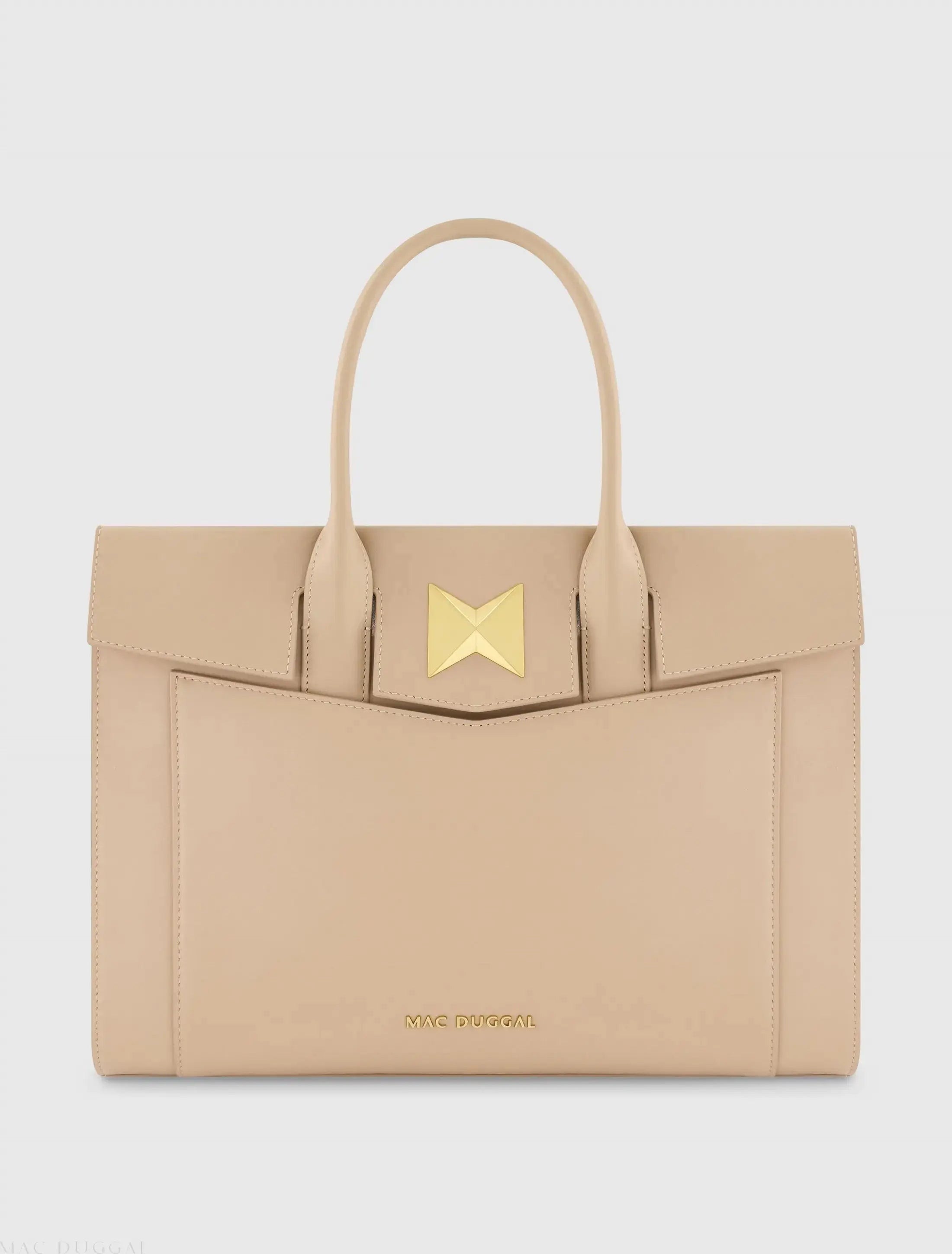 Large Leather Briefcase Bag With Gold Hardware