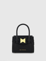 Black Small Leather Tote Bag With Gold Hardware - FINAL SALE