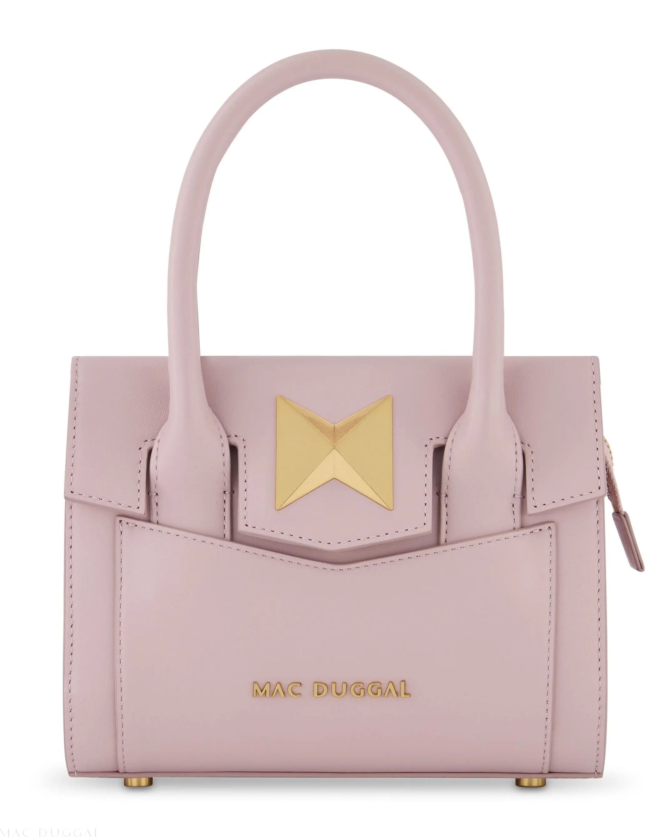 Purple Small Leather Tote Bag With Gold Hardware - FINAL SALE