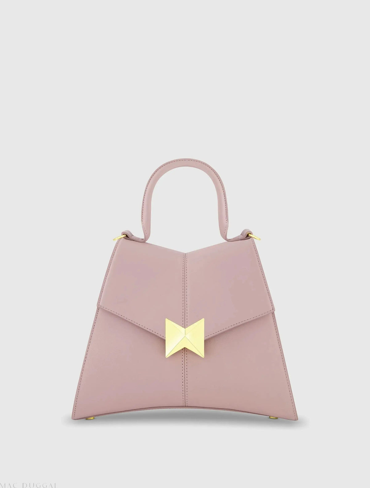 Purple Medium Angular Leather Handbag With Gold Hardware