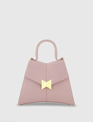 Purple Medium Angular Leather Handbag With Gold Hardware