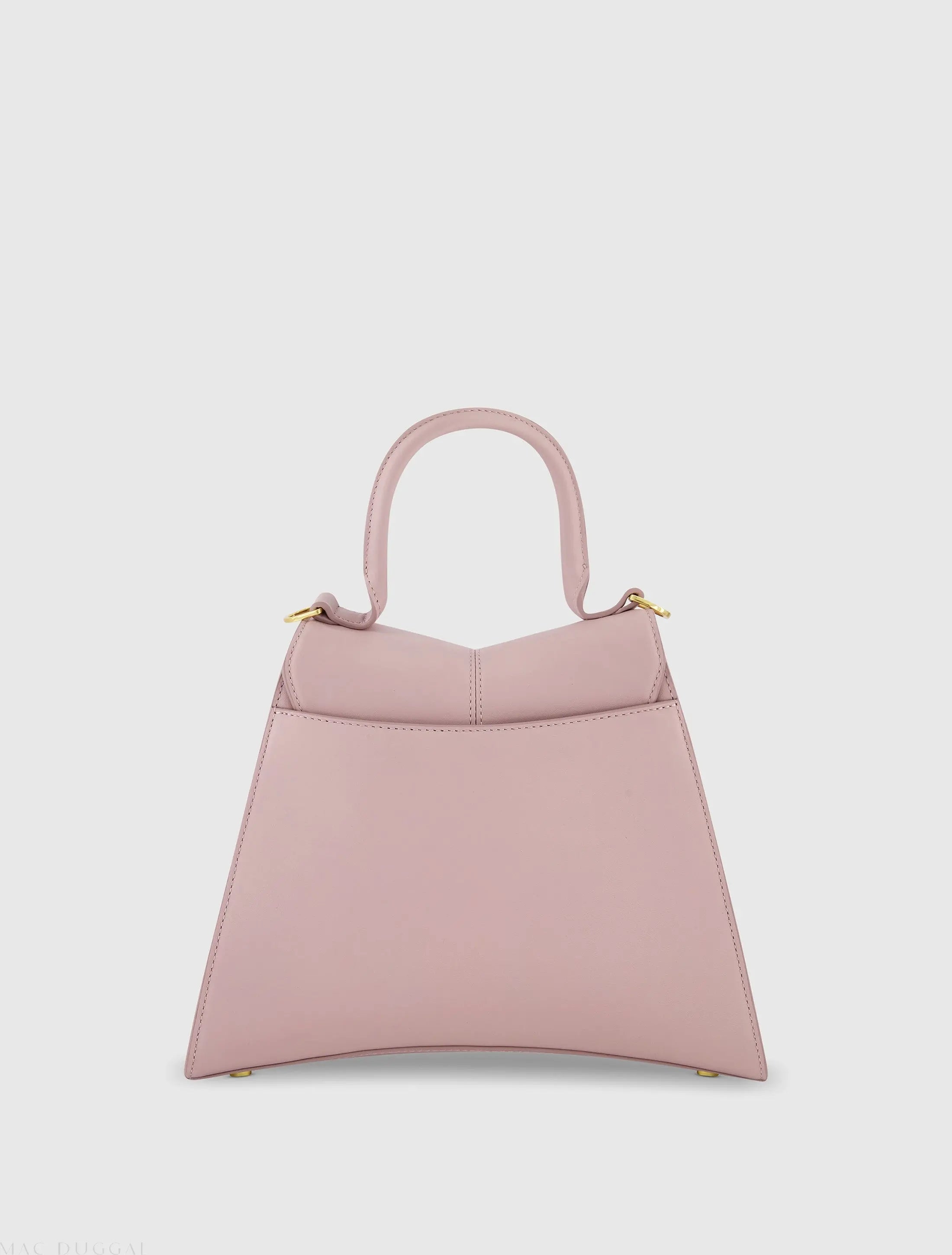 Purple Medium Angular Leather Handbag With Gold Hardware