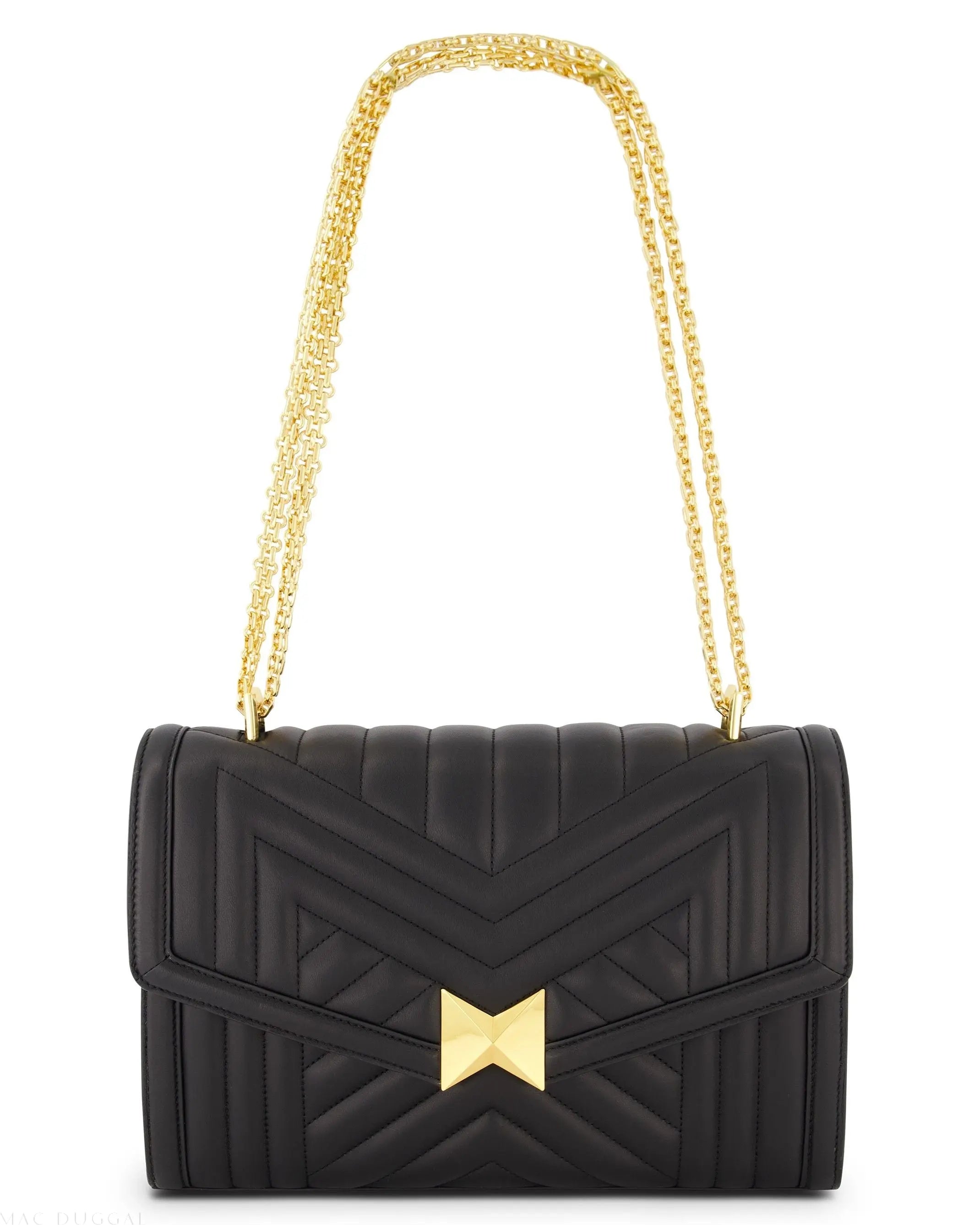 Black Quilted Napa Leather Handbag With Gold Hardware