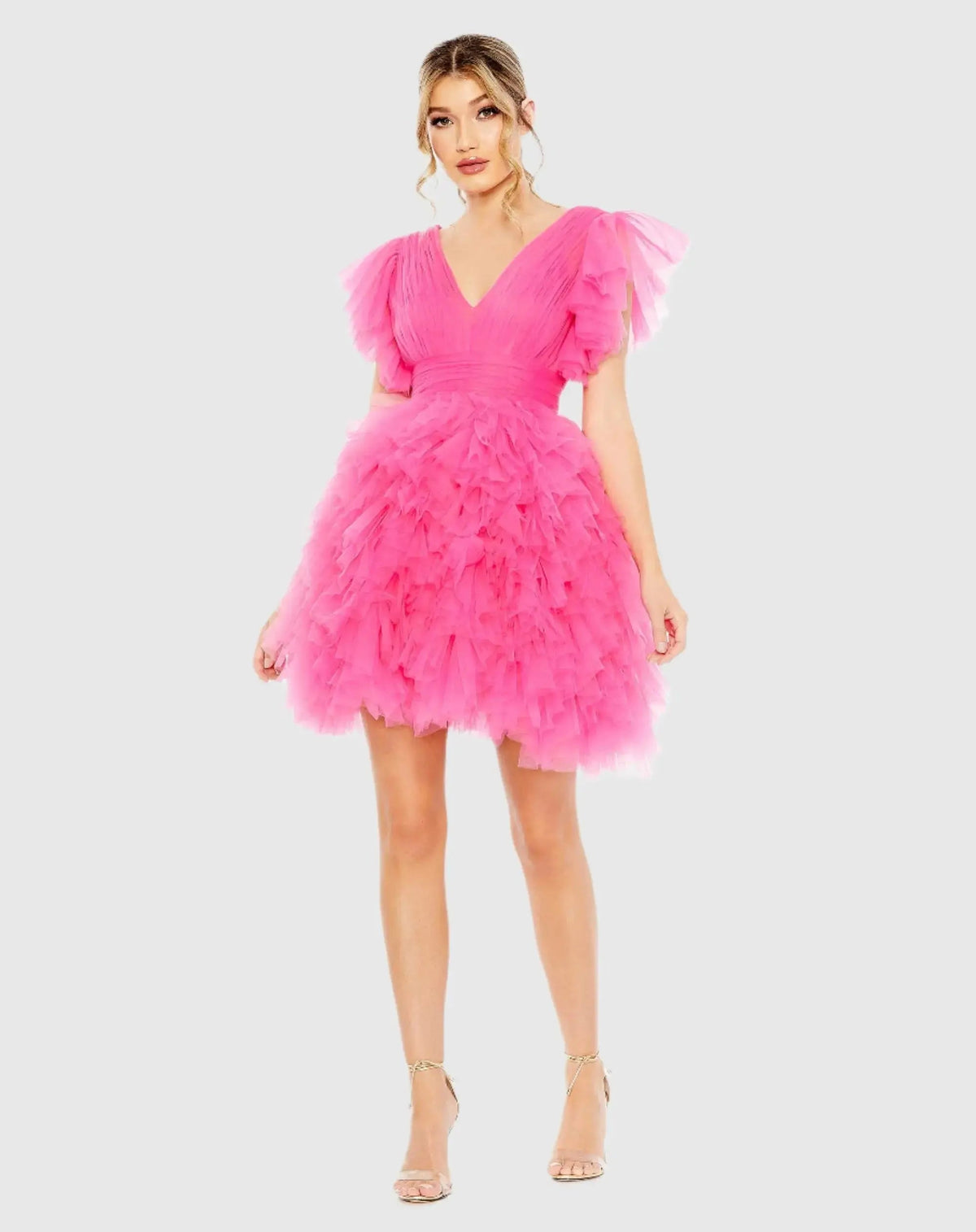 Flutter Ruffle Sleeve Tiered Dress