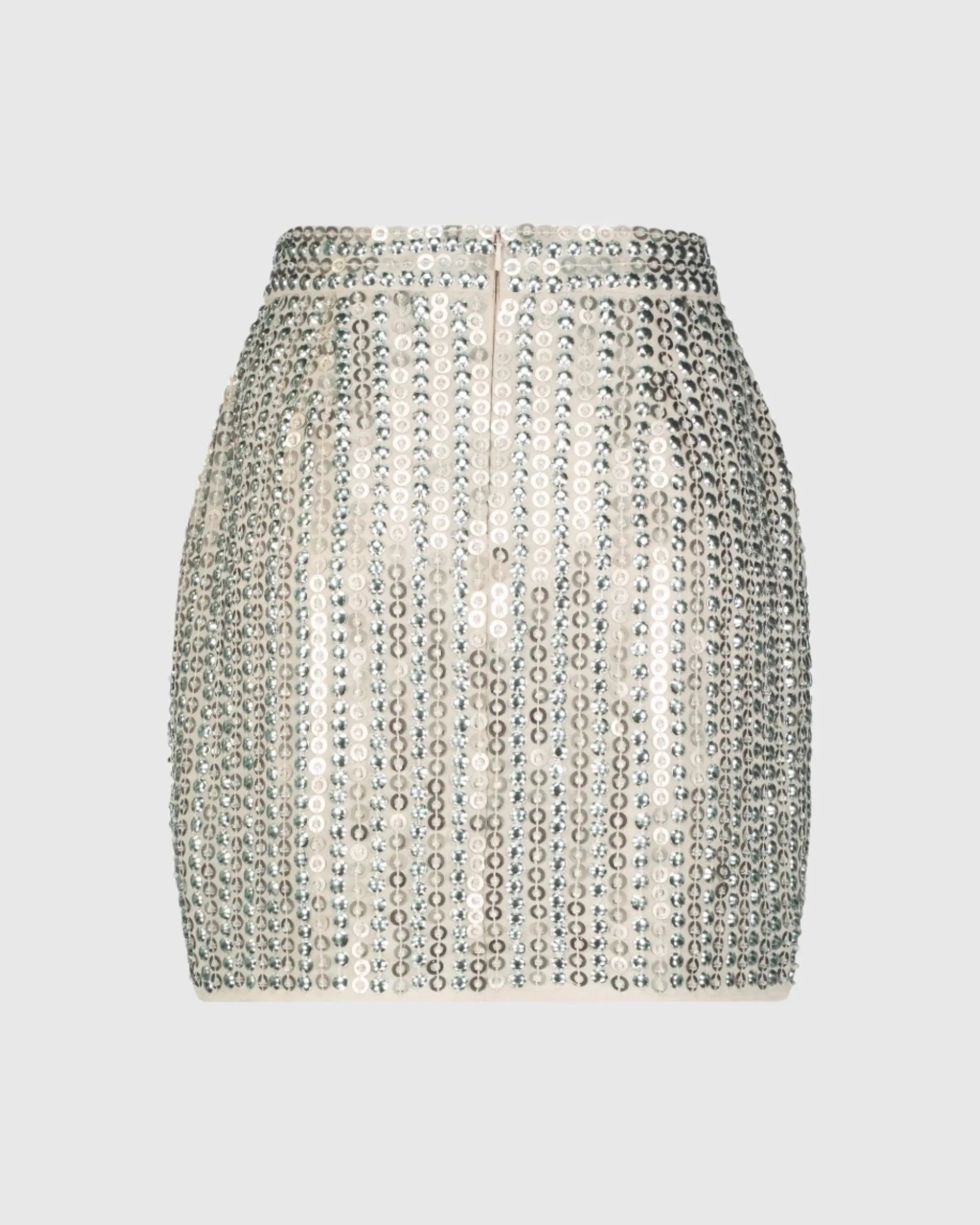 Silver Sequin Embellished Mini Skirt - FINAL SALE