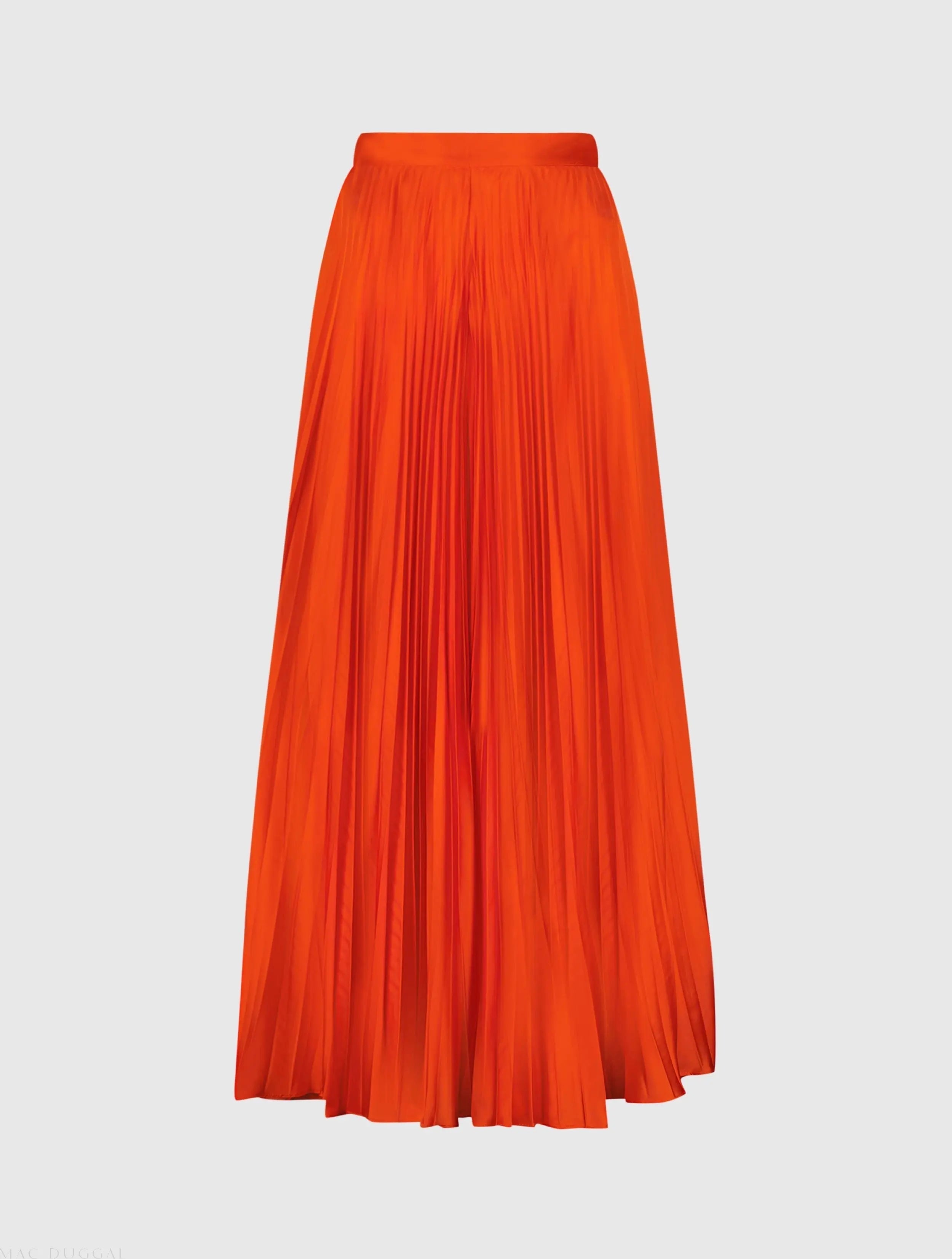 Orange Pleated Charmeuse Wide Leg Pants