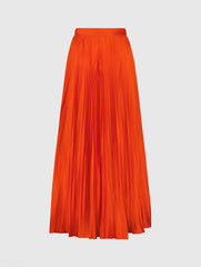 Orange Pleated Charmeuse Wide Leg Pants